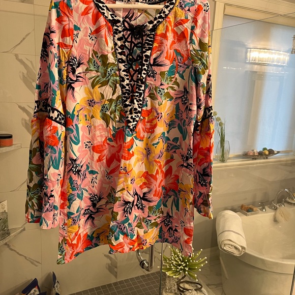 Nanette Lepore swim cover up or top size large bo ho hippy style festive cute - Picture 9 of 13